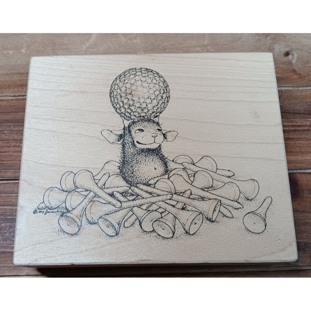 VTG Stampa Rosa House Mouse Rubber Stamp Golf Ball and Tees 1997 Whimsical